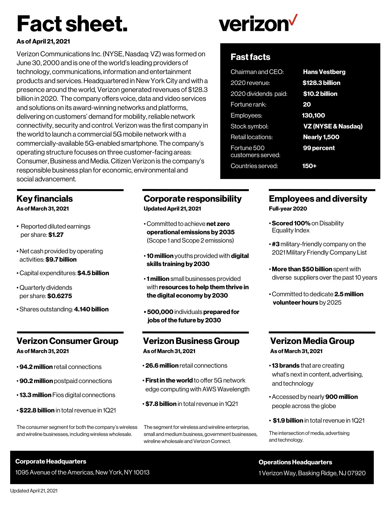 Verizon - One Pager — page 1