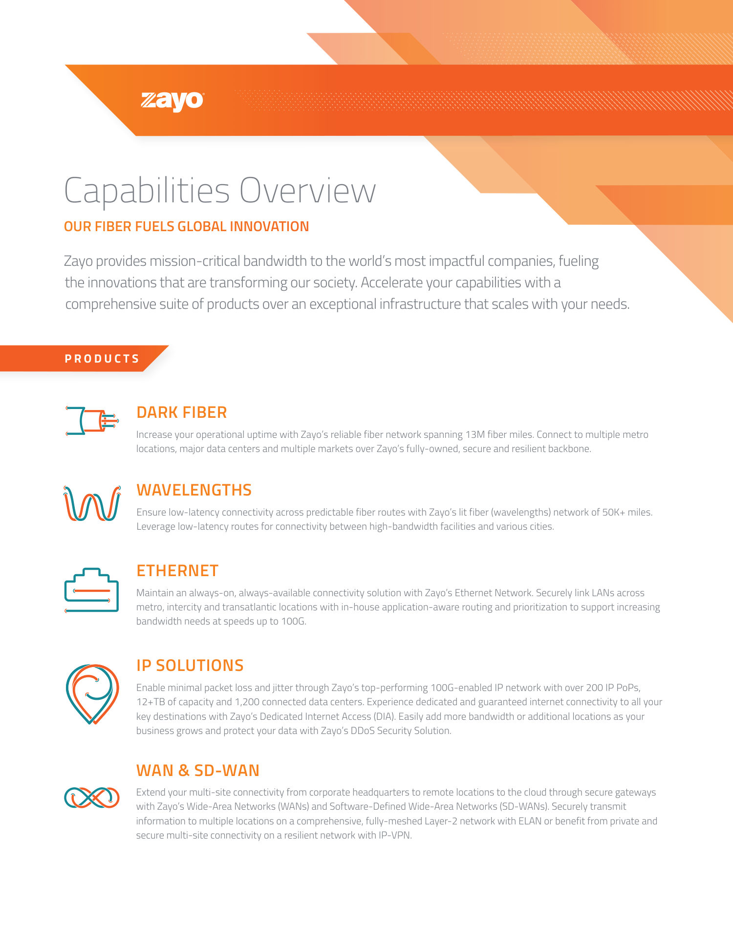 Zayo - One Pager — page 1